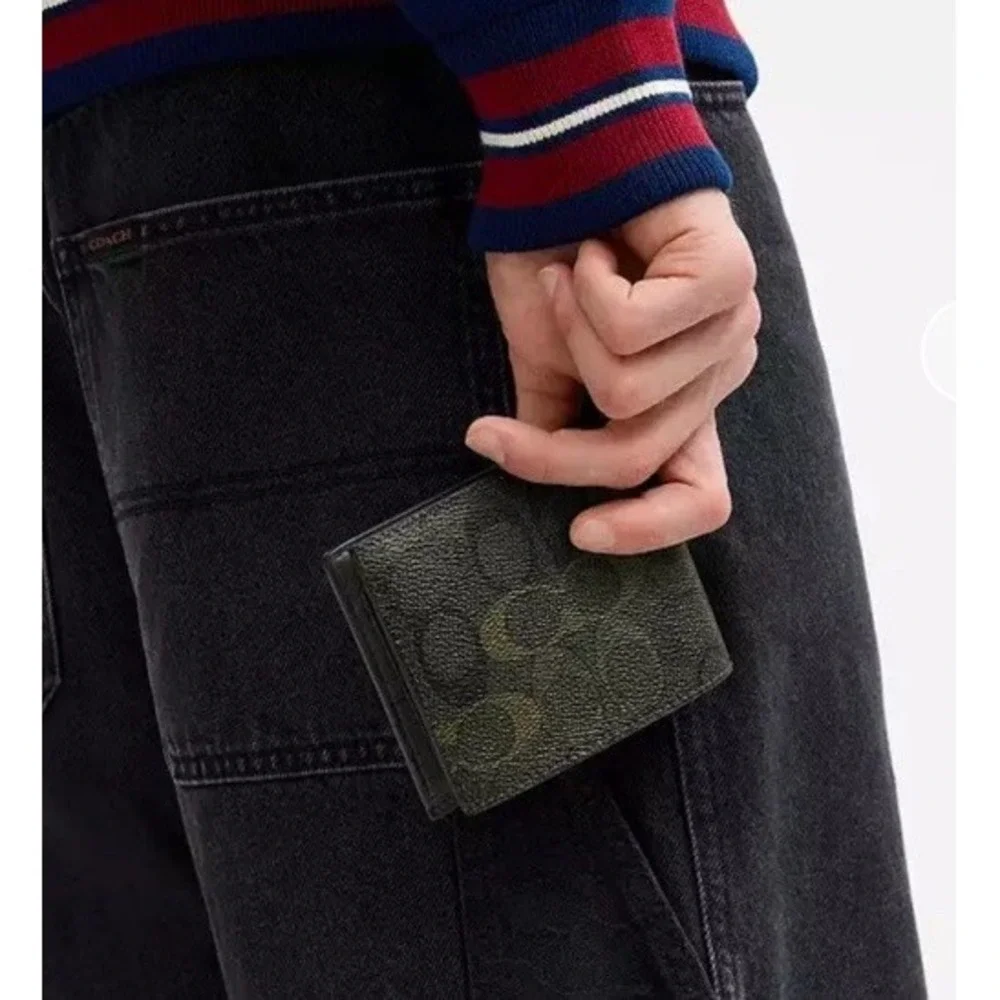 Coach 3 In 1 Green Camo Print SIGNATURE Wallet NEW